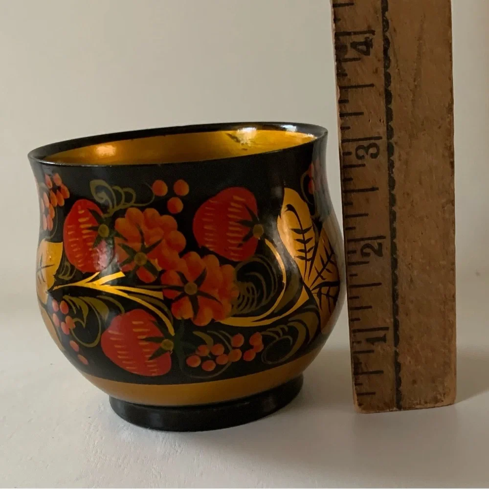 Hand painted wooden vase